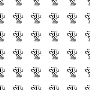 Seamless pattern hand drawn cup. Doodle black sketch. Sign symbol. Decoration Stock Illustration
