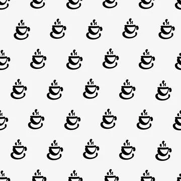 Seamless pattern hand drawn cup of coffee. Stock Illustration