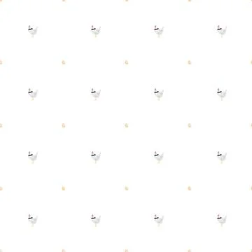 Seamless pattern of hand-drawn cute chickens with a collar. vintage boho pattern Stock Illustration