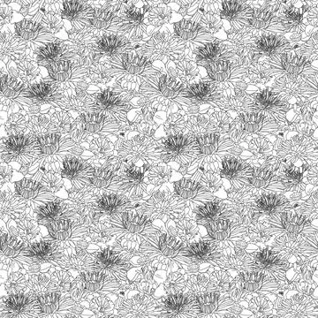 Seamless pattern with hand drawn dahlia flowers. floral botanical seamless pa Stock Illustration