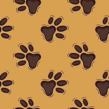 Seamless pattern hand drawn dog footprints Illustrazione stock