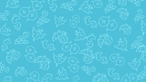 Seamless pattern with hand drawn doodle icons of finance, money, and insurance Stock Footage 319149469