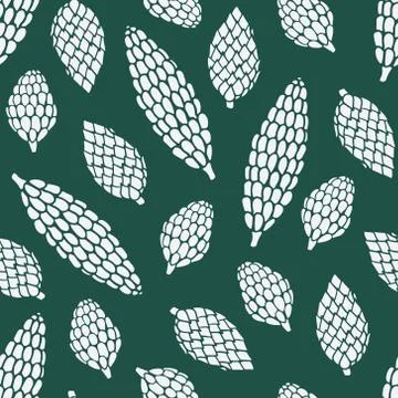 Seamless pattern with hand drawn doodle pine and fir conifer cones Stock Illustration