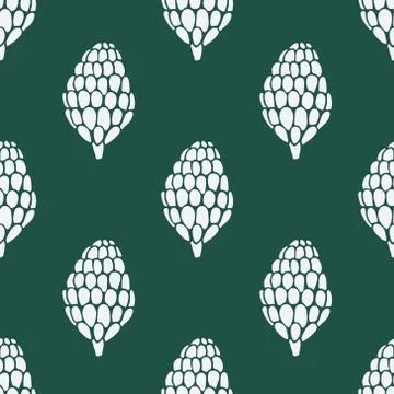 Seamless pattern with hand drawn doodle pine and fir conifer cones Stock Illustration