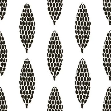 Seamless pattern with hand drawn doodle pine and fir conifer cones Stock Illustration