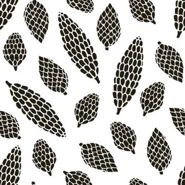 Seamless pattern with hand drawn doodle pine and fir conifer cones Stock Illustration