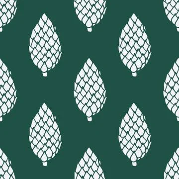 Seamless pattern with hand drawn doodle pine and fir conifer cones Stock Illustration