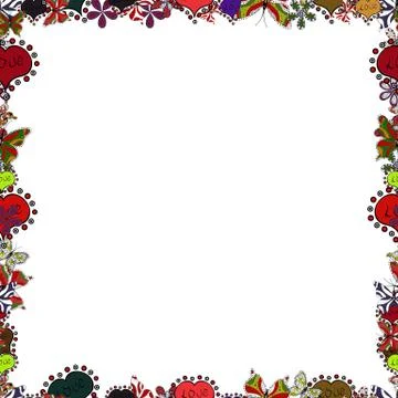 Seamless pattern. Hand-drawn doodle frames.Illustration in red, white and black Stock Illustration