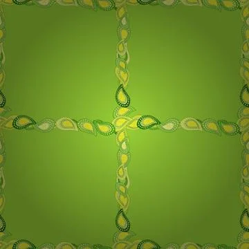 Seamless pattern. Hand-drawn doodle frames.Illustration in green, yellow and neu Stock Illustration