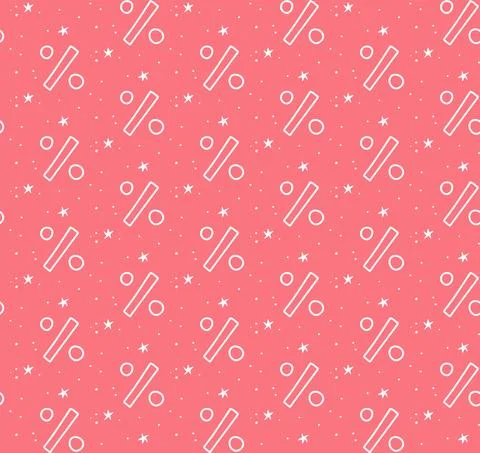 Seamless pattern hand drawn doodle percent signs and stars. Vector sketched Stock Illustration