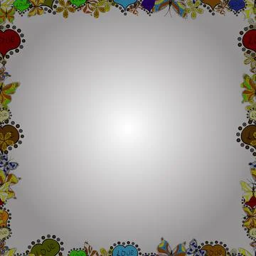 Seamless pattern. Hand-drawn doodle frames.Illustration in white, black and yell 스톡 일러스트