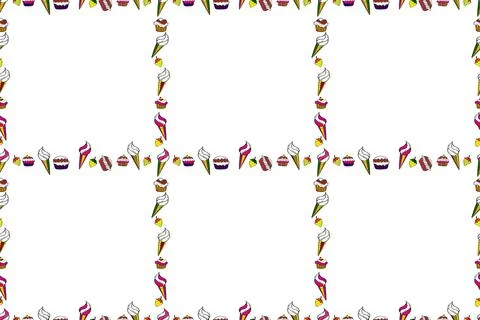 Seamless pattern. Hand-drawn doodle frames.Illustration in black, yellow and whi Stock Illustration