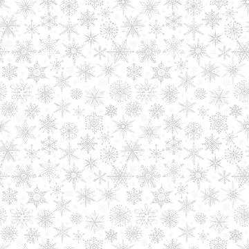 Seamless pattern with hand drawn doodle snowflakes. Can be used for wallpaper Stock Illustration