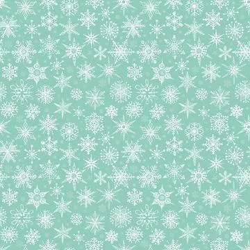 Seamless pattern with hand drawn doodle snowflakes. Can be used for wallpaper Stock Illustration