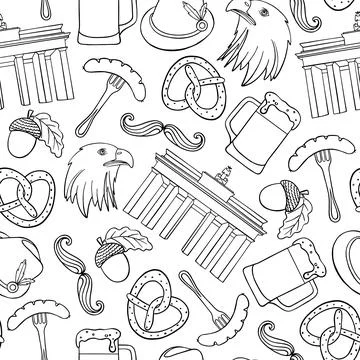 Seamless pattern hand drawn doodle set of Germany icons. Vector illustration  Stock-Illustration