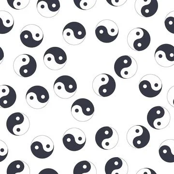 Seamless pattern of hand drawn doodle sketch Yin Yang symbol Stock Illustration