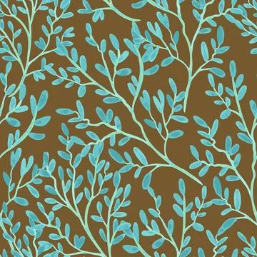 Seamless pattern with hand-drawn doodle cute branches. Vector illustration Stock Illustration