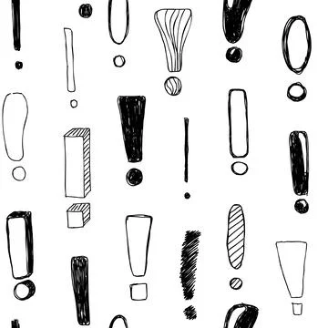 Seamless pattern with hand drawn doodle exclamations marks. Vector illustrati Stock Illustration