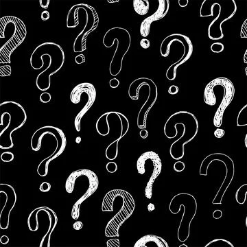 Seamless pattern with hand drawn doodle questions marks. Vector illustration Stock Illustration