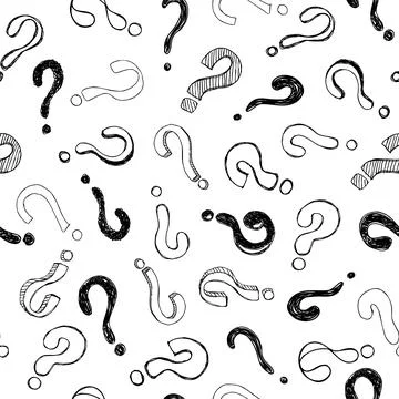 Seamless pattern with hand drawn doodle questions marks. Vector illustration. Stock Illustration