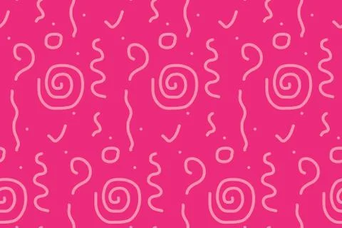 Seamless pattern with hand drawn doodles. Pink elements on purple board Stock Illustration