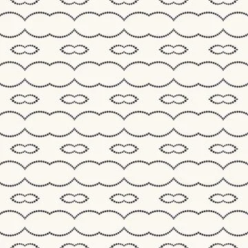 Seamless pattern hand drawn dot stripe background. Geometric curved line allover 스톡 일러스트