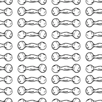 Seamless pattern hand drawn dumbbell. Doodle black sketch. Sign symbol. Decor Stockillustratie