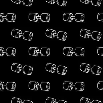 Seamless pattern hand drawn dumbbell. Doodle black sketch. Sign symbol. Decor Stockillustratie