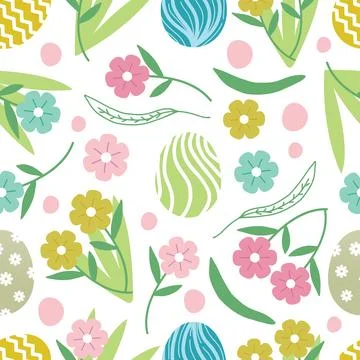 Seamless pattern of hand-drawn Easter Day flat design. Vector illustration. Stock Illustration