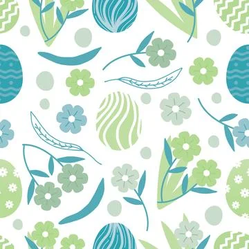 Seamless pattern of hand-drawn Easter Day flat design. Vector illustration. Stock Illustration