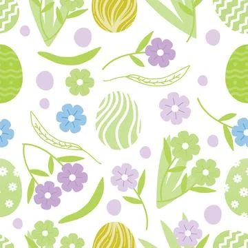 Seamless pattern of hand-drawn Easter Day flat design. Vector illustration. Stock Illustration