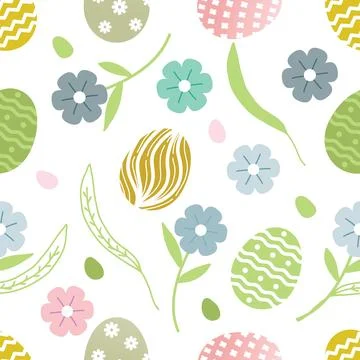 Seamless pattern of hand-drawn Easter Day flat design. Stock Illustration