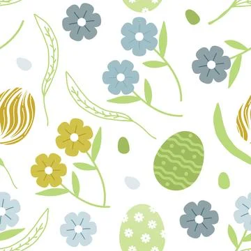 Seamless pattern of hand-drawn Easter Day flat design.Background illustration Stock Illustration