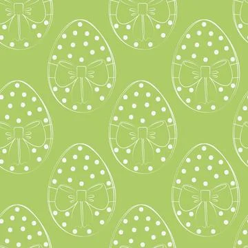 Seamless Pattern of Hand drawn Easter Egg with tied ribbon bow and polka dot Ilustración de archivo