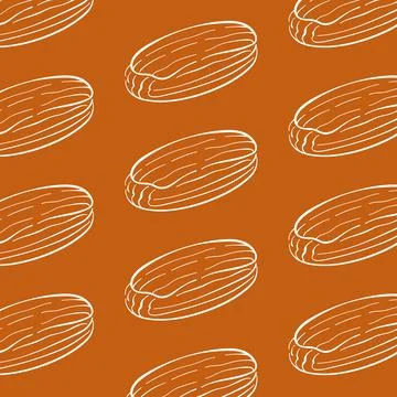Seamless pattern of hand drawn eclair on a warm brown background. Perfect for Illustrazione stock