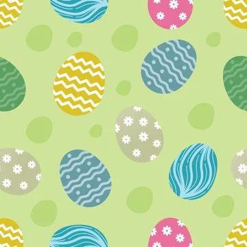 Seamless pattern of hand-drawn eggs, Easter Day background vector illustratio 스톡 일러스트
