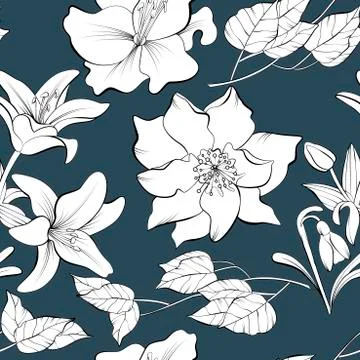 Seamless pattern with hand drawn elements Illustrazione stock