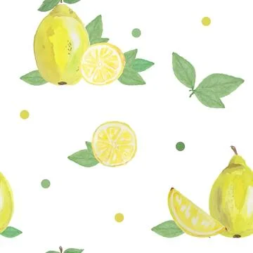 Seamless pattern with hand drawn elements. Fruit pattern with lemons Illustrazione stock