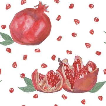 Seamless pattern with hand drawn elements. Fruit pattern with pomegranates 库存插图