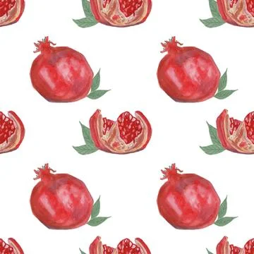 Seamless pattern with hand drawn elements. Fruit pattern with pomegranates Illustrazione stock