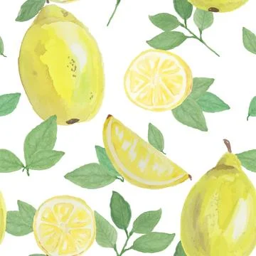 Seamless pattern with hand drawn elements. Fruit pattern with lemons Illustrazione stock