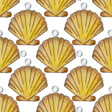 Seamless pattern with hand drawn elements. Marine pattern Illustrazione stock