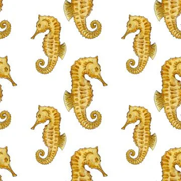 Seamless pattern with hand drawn elements. Marine pattern Stock Illustration