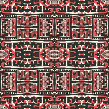 Seamless Pattern With Hand Drawn Ethnic Abstract Background. Vector Illustration Stock Illustration