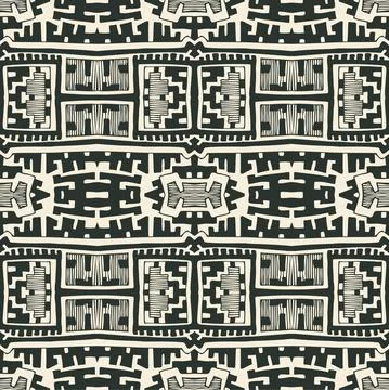 Seamless Pattern With Hand Drawn Ethnic Abstract Background. Vector Illustration Stockillustratie