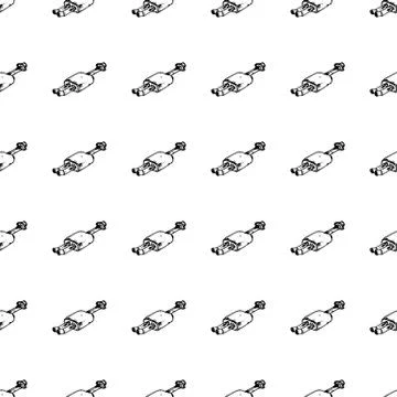 Seamless pattern Hand drawn exhaust pipe doodle. Sketch style icon. Decoratio Stock Illustration
