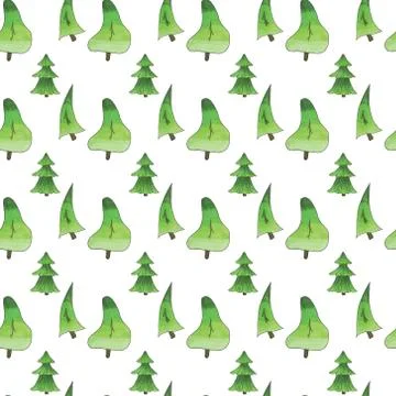 Seamless pattern of hand drawn fir-trees Stock Illustration