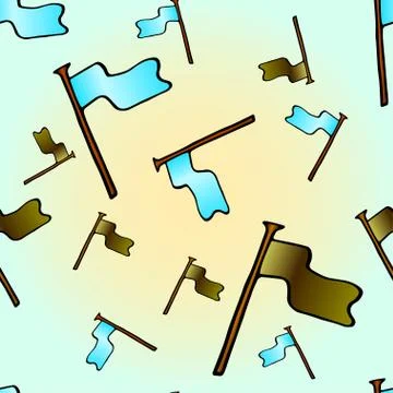 Seamless pattern with hand-drawn flag. Stock Illustration