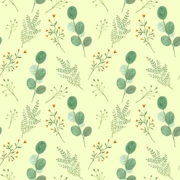 Seamless pattern. Hand drawn floral watercolor illustrations Stock Illustration