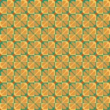 Seamless pattern, hand drawn Flower in square . Color of boiled condensed mil Stock Illustration